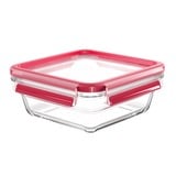 Emsa Clip & Close Glazen vershoudbakje, 0,8 L doos Transparant/rood, vierkant
