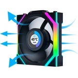 Lian Li UNI FAN SL120 LCD Wireless Reverse RGB case fans Zwart, 3 stuks, 120 x 124.5 x 28 mm, PWM
