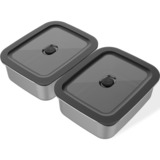 Weber Works Prep Containers (set van 2) Roestvrij staal, 2 roestvrijstalen vershoudbakjes met deksel, 1,8 liter per bakje