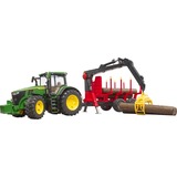 bruder John Deere 7R 350 met aanhanger en 4 boomstammen Modelvoertuig 03154