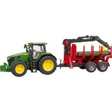 bruder John Deere 7R 350 met aanhanger en 4 boomstammen Modelvoertuig 03154