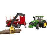 bruder John Deere 7R 350 met aanhanger en 4 boomstammen Modelvoertuig 03154