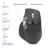 ACT Connectivity Draadloze multi-connect muis Zwart, 800 - 4800 DPI, 2.4 GHz / Bluetooth