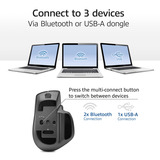 ACT Connectivity Draadloze multi-connect muis Zwart, 800 - 4800 DPI, 2.4 GHz / Bluetooth