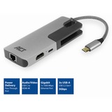 ACT Connectivity USB-C naar HDMI multiport adapter met ethernet en USB hub dockingstation Grijs