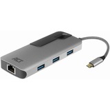 ACT Connectivity USB-C naar HDMI multiport adapter met ethernet en USB hub dockingstation Grijs