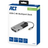 ACT Connectivity USB-C naar HDMI multiport adapter met ethernet en USB hub dockingstation Grijs