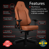 Arozzi Primo - Full Premium Leather - Brown gamestoel Bruin