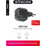 Sitecom 48W GaN Power Delivery wandoplader Zwart
