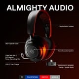 SteelSeries Arctis Nova 7 over-ear gaming headset Zwart, 2,4 GHz, Bluetooth, pc, Mac, PlayStation, Switch, Meta Quest 2, Smartphone