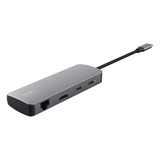Trust Dalyx 8-in-1-USB-C Adapter usb-hub Grijs, HDMI en Ethernet | 2x USB-A | 2x USB-C