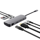 Trust Dalyx 8-in-1-USB-C Adapter usb-hub Grijs, HDMI en Ethernet | 2x USB-A | 2x USB-C