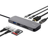 Trust Dalyx 8-in-1-USB-C Adapter usb-hub Grijs, HDMI en Ethernet | 2x USB-A | 2x USB-C