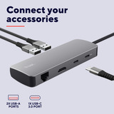 Trust Dalyx 8-in-1-USB-C Adapter usb-hub Grijs, HDMI en Ethernet | 2x USB-A | 2x USB-C