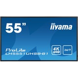 iiyama Prolite LH5551UHSB-B1 55" 4K Ultra HD Public Display Zwart, 4k UHD, HDMI, DisplayPort, LAN, USB, Audio