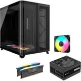 Corsair AIR 5400 RS-R ARGB + RM1000x + RS120 + 32 GB Bundel midi tower behuizing Zwart | 3x USB-C | RGB | Tempered Glass