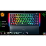 Razer BlackWidow V4 75%, gaming toetsenbord Zwart, US lay-out, Razer Orange, RGB leds, TKL, Doubleshot ABS, hot swap