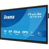 iiyama ProLite TE7515A-B1AG 74.5" 4K Ultra HD Public Display Zwart, Touch, HDMI, DisplayPort, USB-C, Audio, LAN, WiFi, iiWare 21E (Android 14 OS) met Google EDLA