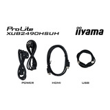 iiyama ProLite XUB2490HSUH-B2 23.8" monitor Zwart, HDMI, DisplayPort, Audio, webcam
