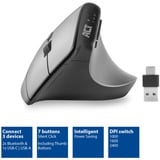 ACT Connectivity Draadloze Ergonomische Muis met Bluetooth en USB-C/USB-A Zilver/zwart, 1000 - 2400 dpi