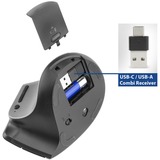 ACT Connectivity Draadloze Ergonomische Muis met Bluetooth en USB-C/USB-A Zilver/zwart, 1000 - 2400 dpi