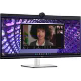Dell P3424WEB 34.1" Curved UltraWide monitor Zilver/zwart, HDMI, DisplayPort, USB, Audio, Webcam