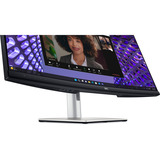 Dell P3424WEB 34.1" Curved UltraWide monitor Zilver/zwart, HDMI, DisplayPort, USB, Audio, Webcam