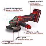 EINHELL Accu Haakse Sliijper TE-AG 18/125-2 Li (1x4,0 Ah) haakse slijper Rood/zwart, Incl. 4.0 Ah Power X-Change accu en oplader