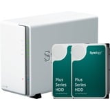Synology DiskStation DS223j incl. 2x Synology Plus 4 TB harde schijf nas Wit, 2x USB 3.2 Gen 1