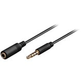 goobay Hoofdtelefoon en audio AUX verlengkabel, 4-pin 3.5mm slim Zwart, 2 meter