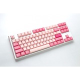 Ducky One 3 Gossamer Pink TKL, toetsenbord Wit/roze, US lay-out, Cherry MX Red, Double-shot PBT, Hot-swappable, QUACK Mechanics, 80%