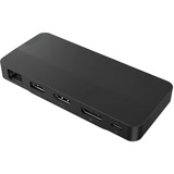 Lenovo USB-C-Travel Dock voor 2 schermen (met adapter) dockingstation Zwart