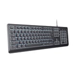 Trust Primo Verlicht Toetsenbord Bedraad  Zwart, US lay-out (QWERTY), 100%, Stille Toetsen | Morsbestendig