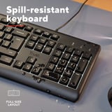 Trust Primo Verlicht Toetsenbord Bedraad  Zwart, US lay-out (QWERTY), 100%, Stille Toetsen | Morsbestendig