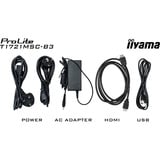 iiyama ProLite T1721MSC-B3 17" touchscreen monitor Zwart (mat), VGA, HDMI, Audio, 75Hz, Touch