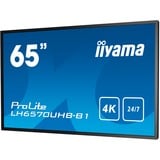 iiyama Prolite LH6570UHB-B1 65" 4K Ultra HD Public Display Zwart, 4K UHD, HDMI, USB