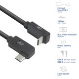 ACT Connectivity USB 3.2 USB-C (omhoog/omlaag haaks) naar USB-C (links/rechts haaks) kabel Zwart, 10 Gbit/s, 60W, 0,5 meter