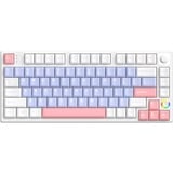 HelloGanss HS75T GC05, toetsenbord Wit/lila, US lay-out, Gateron Yellow, 75%, RGB leds, PBT Doubleshot keycaps, hot swap, 2,4 GHz / Bluetooth / USB-C