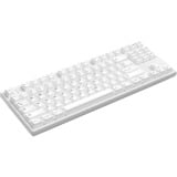 HelloGanss HS87T White, toetsenbord Wit, US lay-out, Gateron Yellow, TKL, RGB leds, PBT Doubleshot keycaps, hot swap, 2,4 GHz / Bluetooth / USB-C