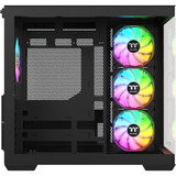 Thermaltake  midi tower behuizing Zwart/houtkleur | 2x USB-A | 1x USB-C | RGB | Window
