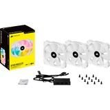 Corsair iCUE SP120 RGB ELITE Performance + Lighting Node CORE case fan Wit, 3 stuks, 4-pins PWM fan-connector