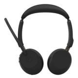 Jabra Evolve3 65 MS on-ear headset Zwart, Incl. oplaadstandaard, USB-A with Dongle, Bluetooth 5.3