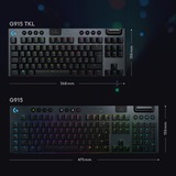 Logitech G915 TKL, gaming toetsenbord US-International, GL Clicky, RGB, GL Clicky