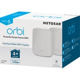 Netgear RBK352 Orbi WiFi 6 Dual-band Mesh Systeem mesh router Wit/zilver, 1x Router (RBR350), 1x Satelliet (RBS350), Dekking tot 325 m²