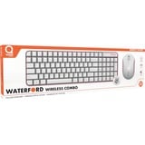 Qware Waterford draadloze combo, desktopset Roze/wit, EU lay-out (QWERTY), Membraan, 1500 DPI