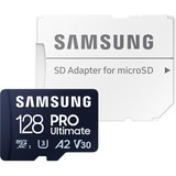 SAMSUNG PRO Ultimate 128 GB microSDXC geheugenkaart Blauw, UHS-I U3, Class 3, V30, Incl. SD-Adapter