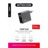 Sitecom 140W GaN Power Delivery wandoplader met led-scherm Zwart
