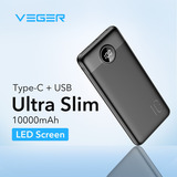 VEGER L10 powerbank 10.000mAh Zwart