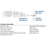ACT Connectivity USB-C kaartlezer voor SD en micro SD, SD 4.0 UHS-II Aluminium