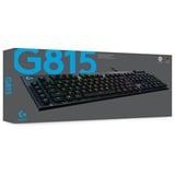 Logitech G815 LIGHTSYNC RGB Mechanical Gaming Keyboard Zwart, US-International, GL Linear, RGB leds